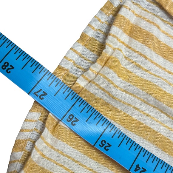 CREMIEUX Sleeveless Striped Button Up Shirt Medium Yellow White Linen Cotton - Picture 7 of 7